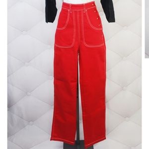 Astro Bettie Reproduction 1950s Button Jeans Red size 30